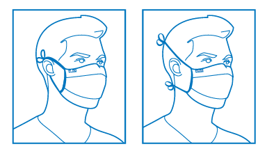 2 système de maintien du masque : élastiques oreilles ou attaches derrière la tête