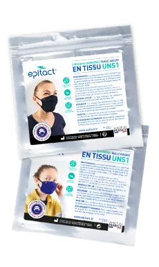 lot de 2 Masques barrière UNS1 catégorie 1 Covid 2019 - coronavirus