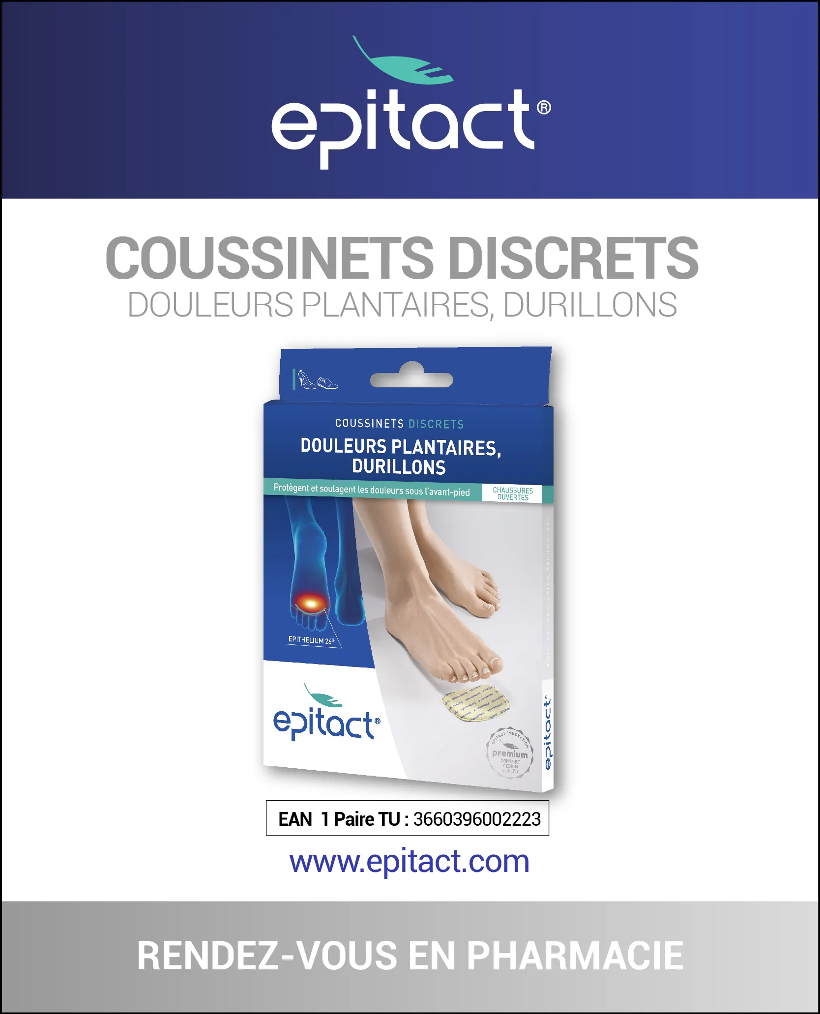 Coussinet pour chaussure ouverte, coussinet pour chaussure à talon - Epitact