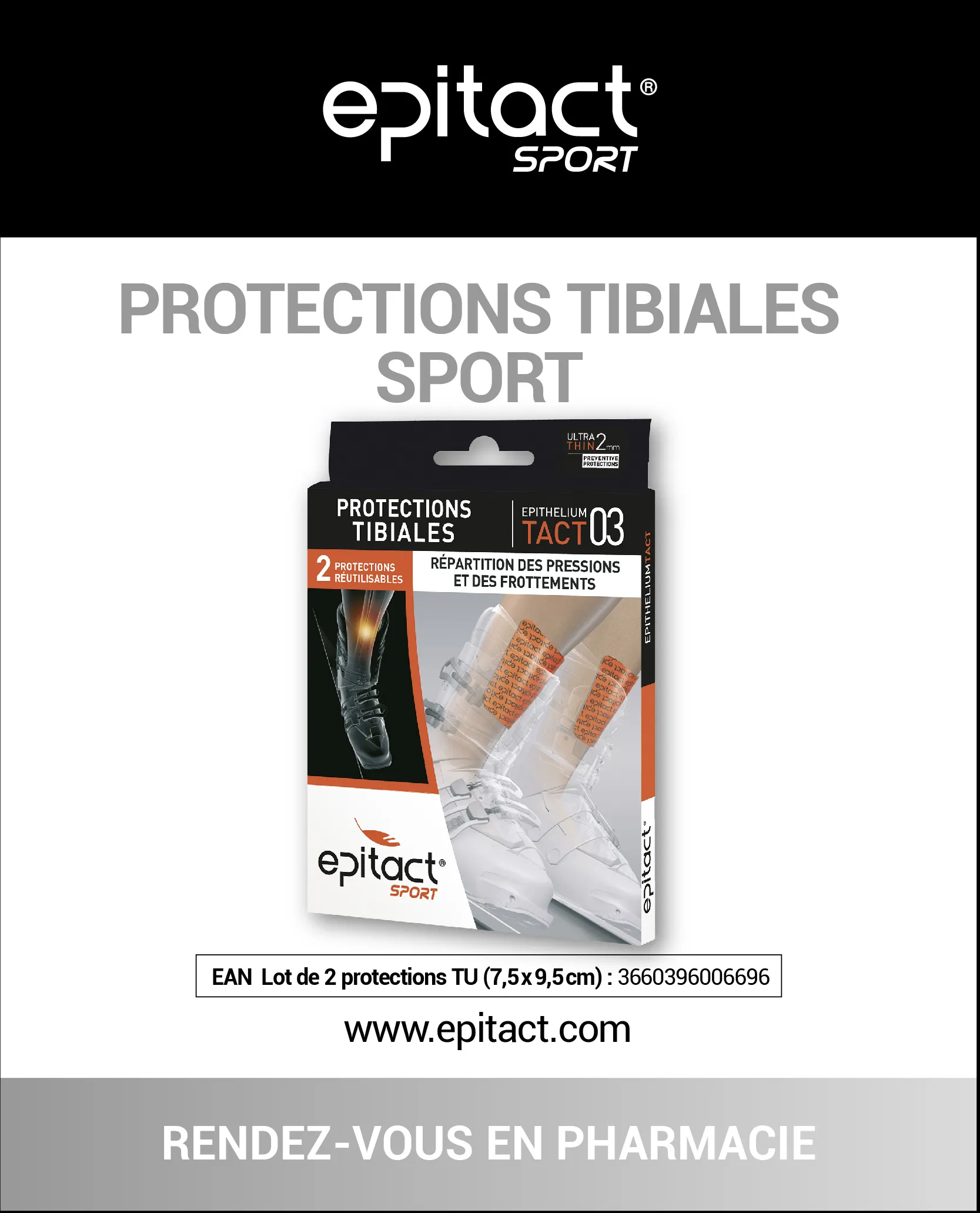 Protections tibiales Epitact Sport Épithélium Tact 03